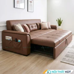 Sofa giường bọc da SG21 màu nâu