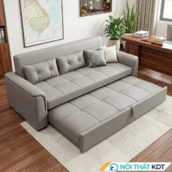 Sofa giường bọc da màu xám mã SG21