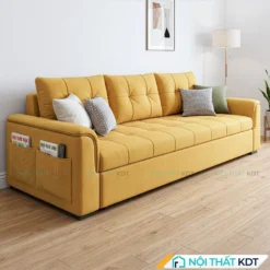 Sofa giường bọc nỉ màu vàng mã SG21