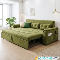 Sofa giường bọc nỉ SG21 màu xanh lá