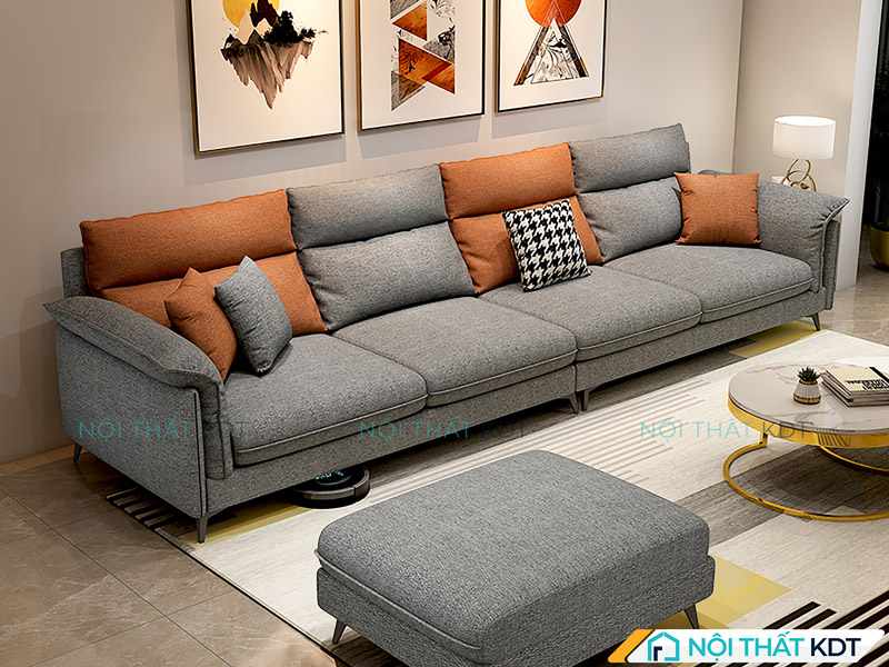 Một mẫu sofa nỉ màu trung tính hiện đại cho không gian phòng khách