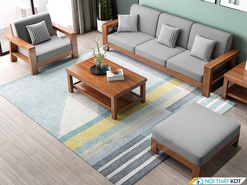 Một gợi ý sofa văng gỗ phù hợp với phòng khách nhà vuông nhỏ