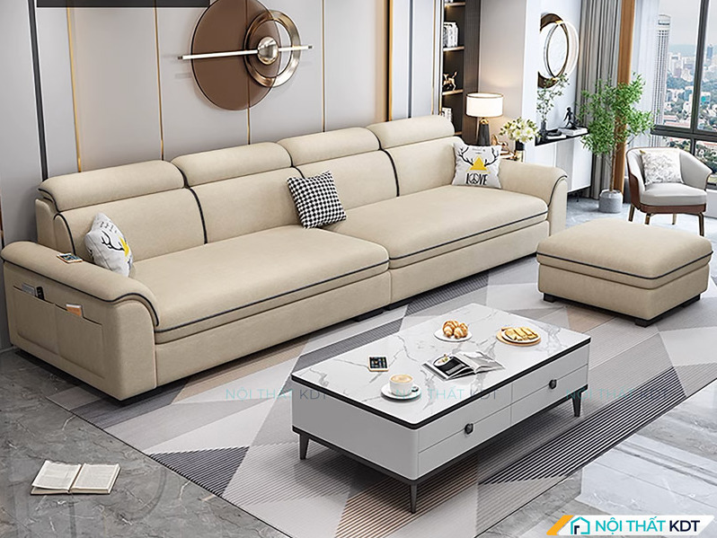 Gợi ý mẫu sofa nỉ hiện đại, dễ phối màu trung tính cho phòng khách nhà vuông chung cư, nhà phố