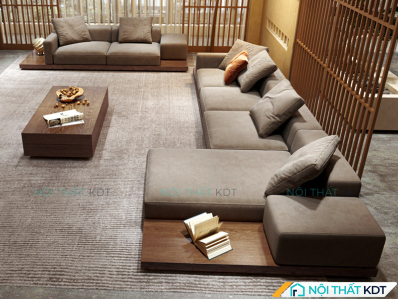 Một gợi ý bộ sofa gỗ gõ đỏ trong không gian nội thất hiện đại, trung tính (hình ảnh minh họa)