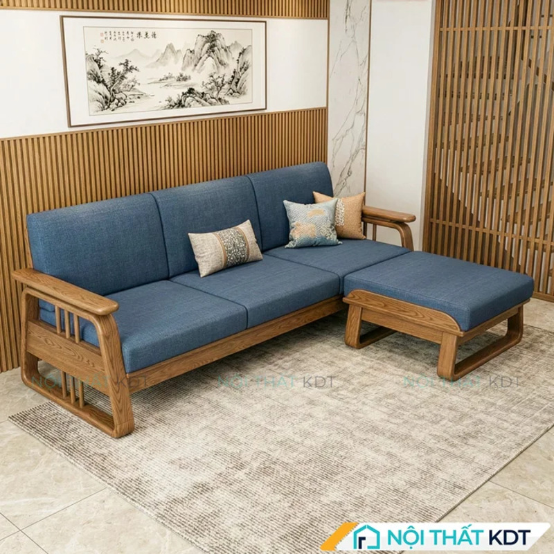 Gỗ sồi Mỹ được nhiều gia định chọn làm bộ bàn ghế sofa phòng khách vì chịu lực tốt, ít biến dạng, vân đẹp