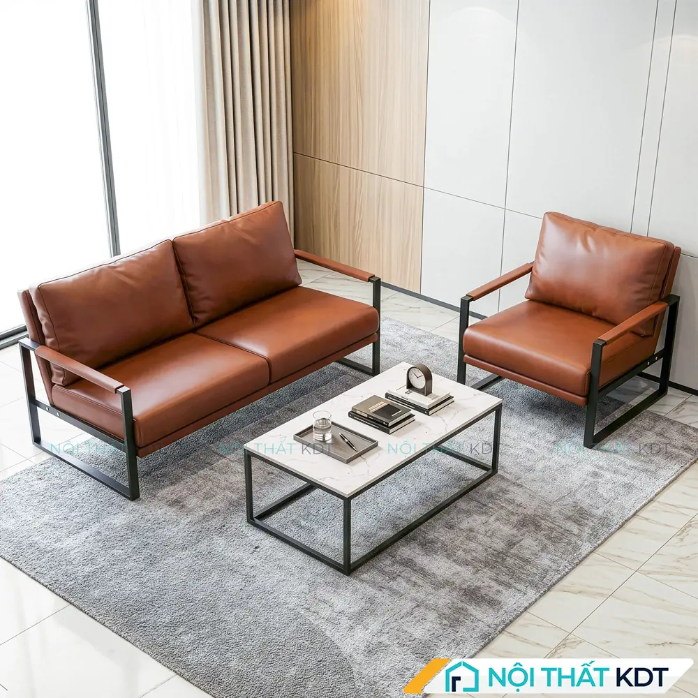 Bộ 2 ghế sofa văn phòng khung sắt nhỏ gọn S58-U