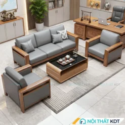 Sofa văn phòng da kết hợp gỗ