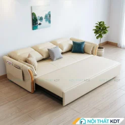 Sofa bed tay vịn uốn mềm SG-22 da màu kem