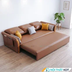 Sofa bed tay vịn uốn mềm SG-22 da màu nâu