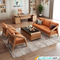 Sofa go van phong dem da mau nau S177 p