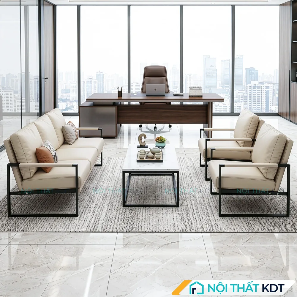 Sofa văn phòng nhỏ gọn màu kem S58-U