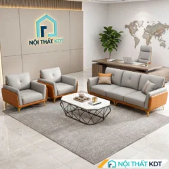bộ sofa văn phòng s202-u xám cam bàn mặt đá