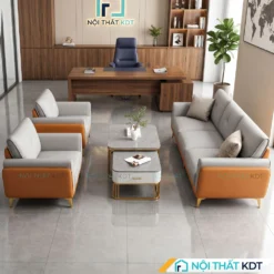 bộ sofa văn phòng s202-u phối bàn trà đôi mặt đá