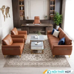 bộ sofa văn phòng s202-u màu da bò trên thảm