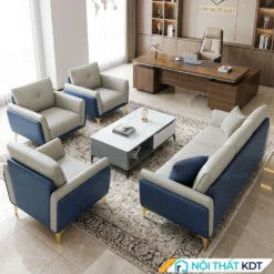 bộ sofa văn phòng da cleo màu kem xanh navy s202-u