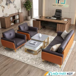 bộ sofa văn phòng bọc da màu nâu cam s202-u