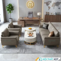 bộ sofa văn phòng da s202-u màu nâu nhạt