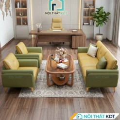 bộ sofa văn phòng s202-u màu vàng và xanh rêu