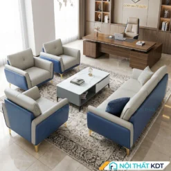 bộ sofa văn phòng s202-u da cleo màu xám xanh