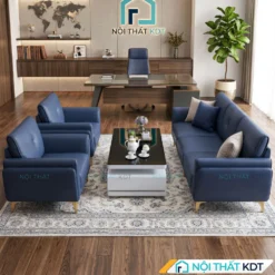 bộ sofa văn phòng da cleo màu xanh dương s202-u