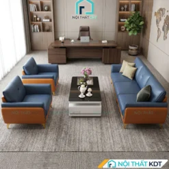 bộ sofa văn phòng s202-u màu xanh dương viền cam