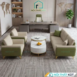 bộ sofa văn phòng s202-u màu kem viền xanh rê