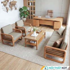 Bộ sofa tiếp khách công ty S175-P màu ghi xám nỉ