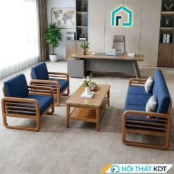Bộ sofa phòng giám đốc S175-P bọc nỉ màu xanh navy