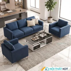 Sofa văn phòng S236 bọc nỉ màu xanh lam