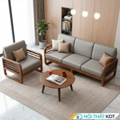 Sofa phòng giám đốc S175-P màu xám nhạt nỉ khung gỗ