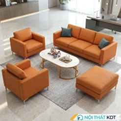 Bộ bàn ghế tiếp khách văn phòng nhỏ S236 nỉ màu cam.