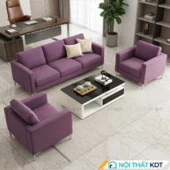 Mẫu sofa văn phòng S236 bọc nỉ màu tím góc làm việc.