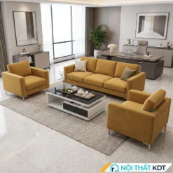 Bộ bàn ghế tiếp khách văn phòng nhỏ S236 màu vàng.