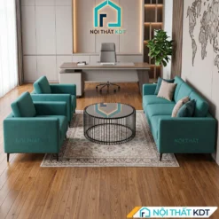 Sofa văn phòng nhỏ S236 màu xanh ngọc bọc chất liệu nỉ.