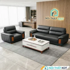 Bộ sofa văn phòng S639 bọc da màu đen kèm bàn trà