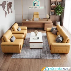 Sofa văn phòng S639 bọc da màu vàng tại phòng giám đốc