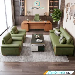Sofa văn phòng S639 bọc da màu xanh lá tại phòng giám đốc