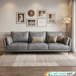 Sofa văng da Keyston màu xám S122 thiết kế hiện đại