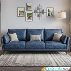 Sofa văng da Keyston S122 màu xanh dương góc chính diện
