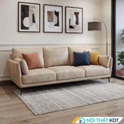 Sofa văng da loang màu kem S122 phong cách thanh lịch
