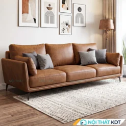 Sofa văng da loang màu nâu S122 phong cách thiết kế hiện đại