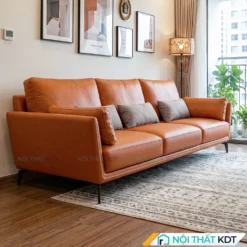 Sofa văng da màu cam S122 nổi bật không gian phòng khách