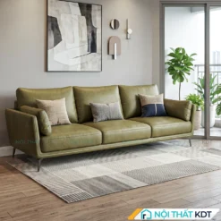 Sofa văng da màu xanh rêu S122 trẻ trung độc đáo
