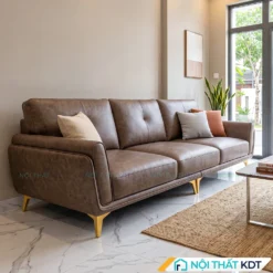 Sofa văng da màu nâu mã S202 nhà ống