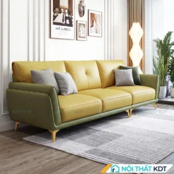 Sofa văng da phối màu vàng và xanh lá mã S202