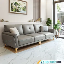 Sofa văng da S202 màu xám trang nhã