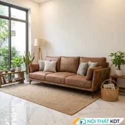Sofa văng S122 màu nâu cho không gian phòng khách