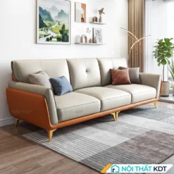 Ghế sofa văng S202 màu kem viền cam