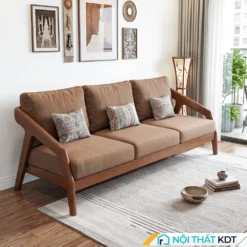 Sofa văng nỉ gỗ S177-V màu nâu đất cho chung cư
