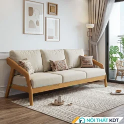 Sofa văng gỗ nỉ S177-V màu kem đệm tháo rời
